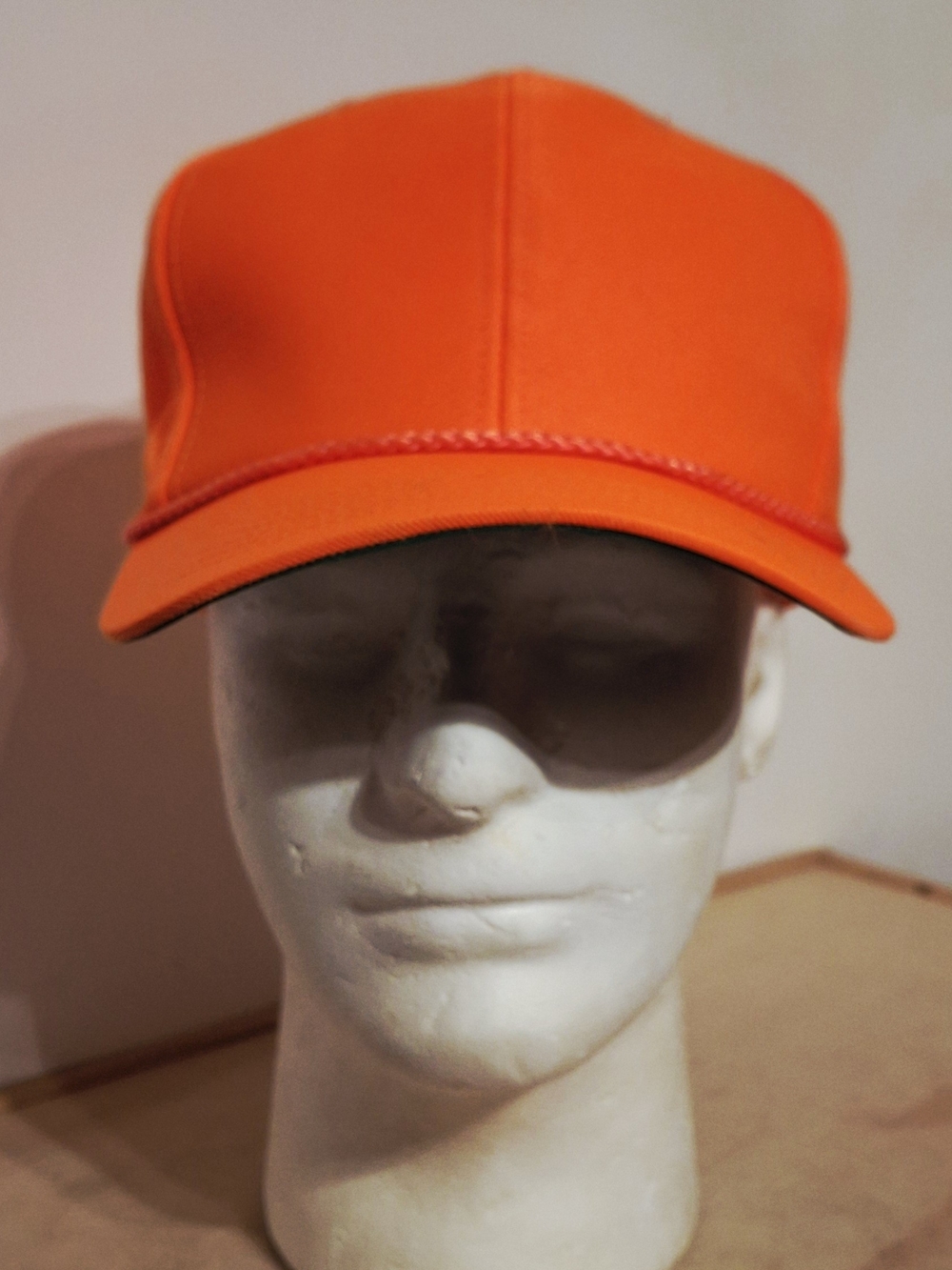Vintage 90s Neon Orange Snapback Hunting Trucker Hat by OC Caps, Rope Trim